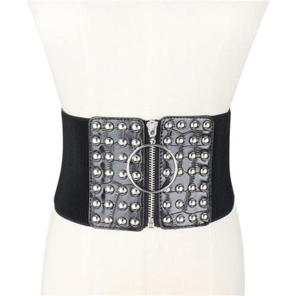 WOMEN'S rivets cinch waist belt, pattern - Picture 1 of 7